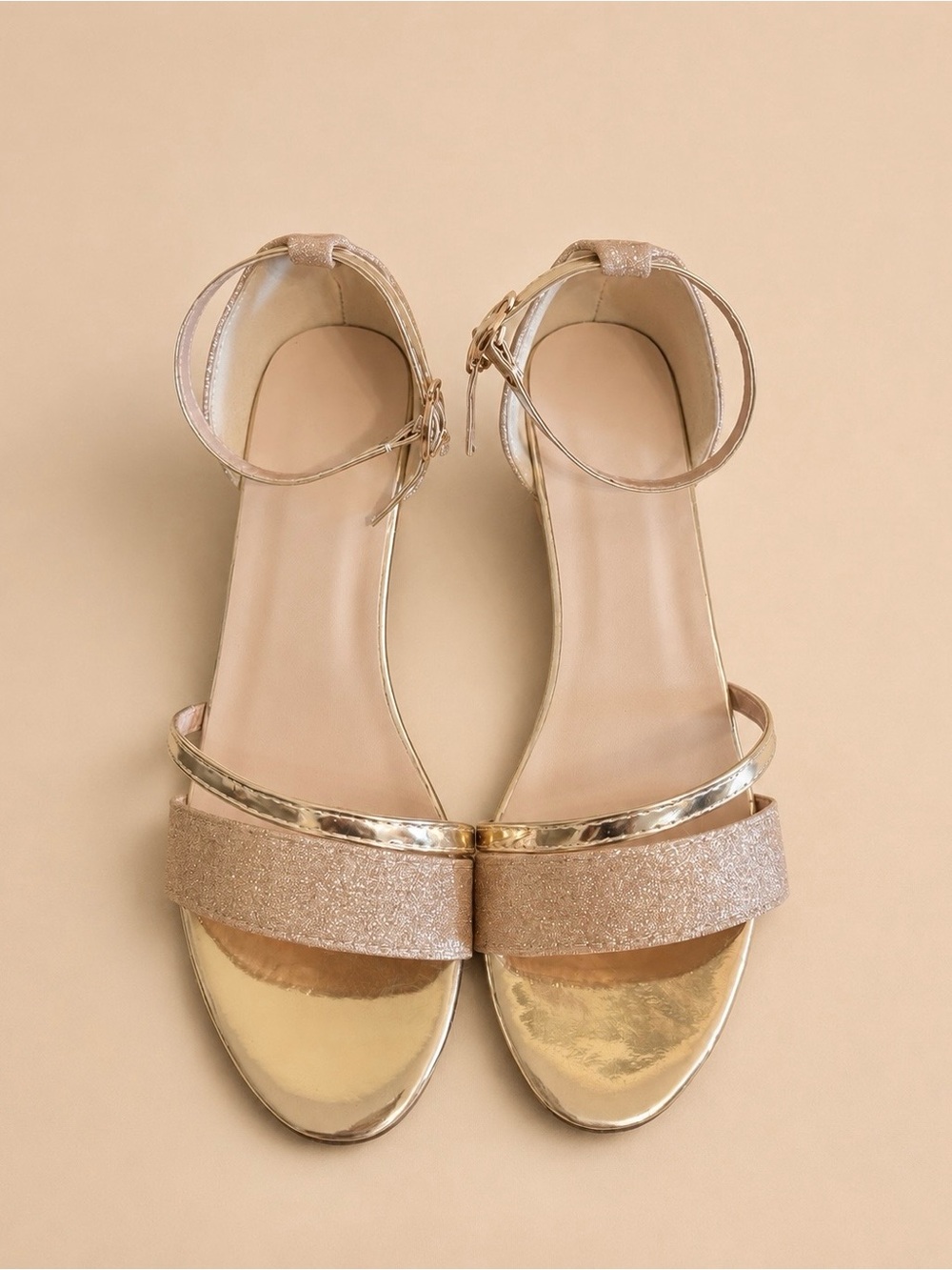Metallic Gold Ankle-Strap Women's Sandals